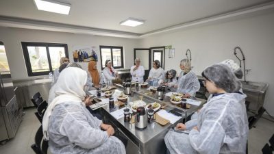 Mersin Büyükşehir Belediyesinin ’Hamzabeyli Köyümüz Atölyesi’nde düzenlediği eğitimde üretici kadınlar,